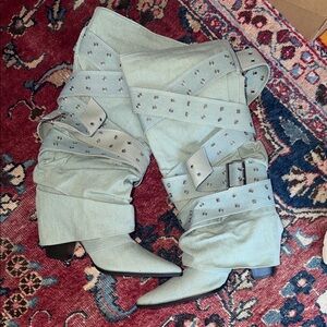 Stylish Blue Heeled Boots